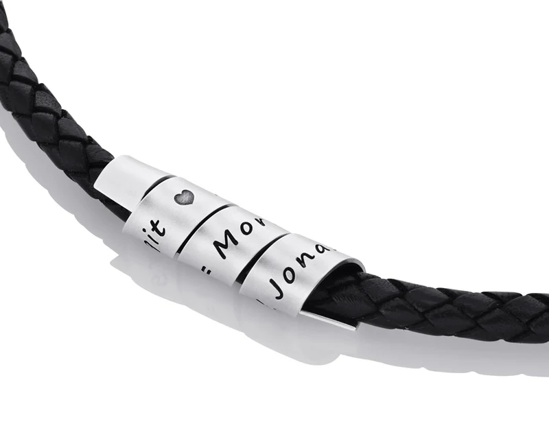 HERREN HALSKETTE LEDER GRAVUR LEDERKETTE 925 SILBER MÄNNER SCHMUCK