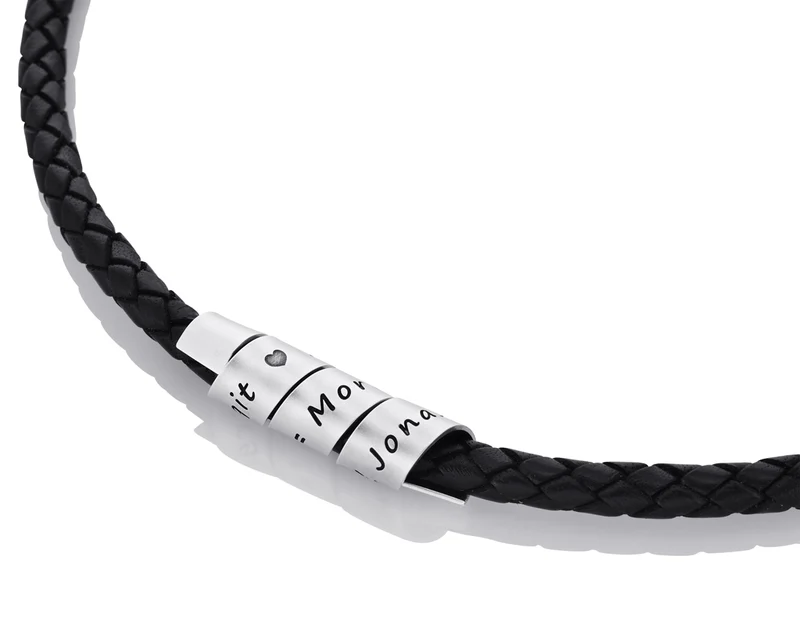 HERREN HALSKETTE LEDER GRAVUR LEDERKETTE 925 SILBER MÄNNER SCHMUCK