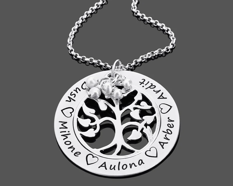 NAMENSKETTE 925 SILBER DAMEN FAMILIE NAMEN SCHMUCK HALSKETTE MUTTER OMA GRAVUR