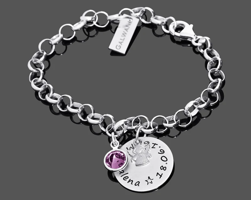 KINDERARMBAND MIT ENGEL, ENGELSCHMUCK, SILBERARMBAND MIT NAMEN