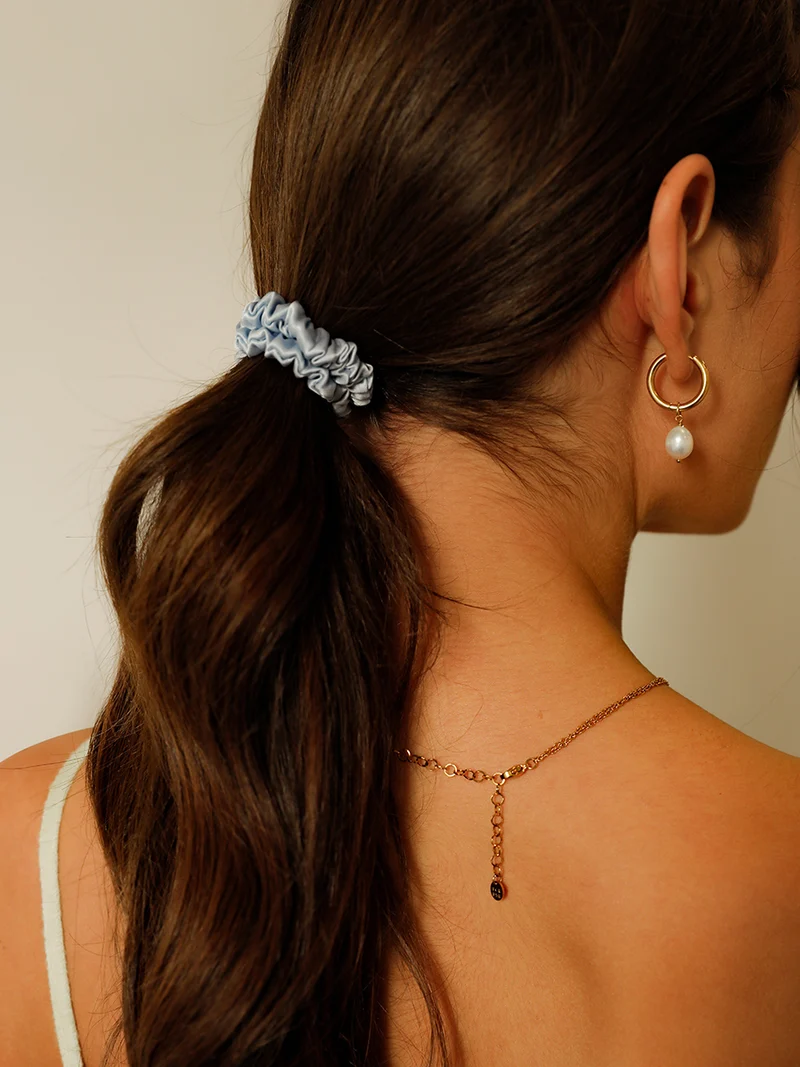 Serene Pink Pure Silk Scrunchie