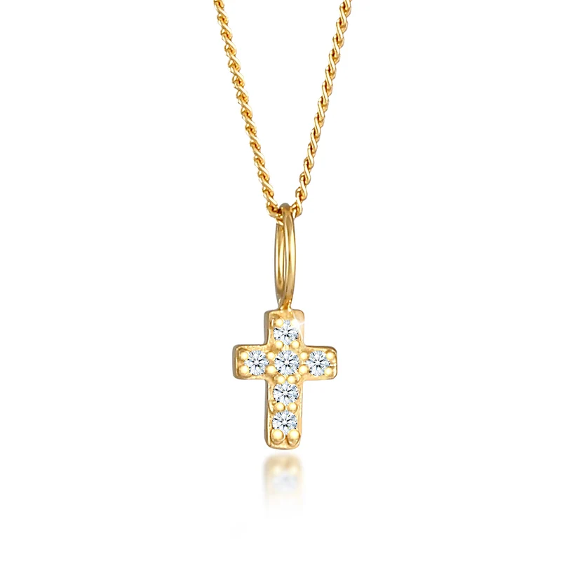 Halskette Kreuz | Diamant (Weiß, 0,03 ct)