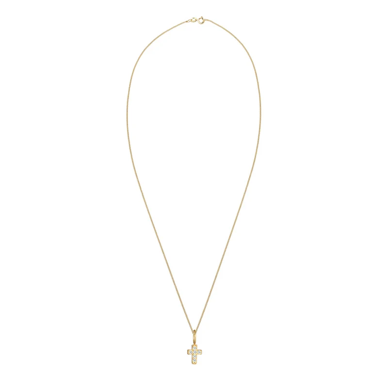 Halskette Kreuz | Diamant (Weiß, 0,03 ct)