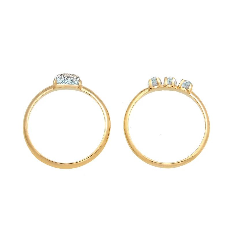 Stapelring 2er Set | Labradorit ( Grau )