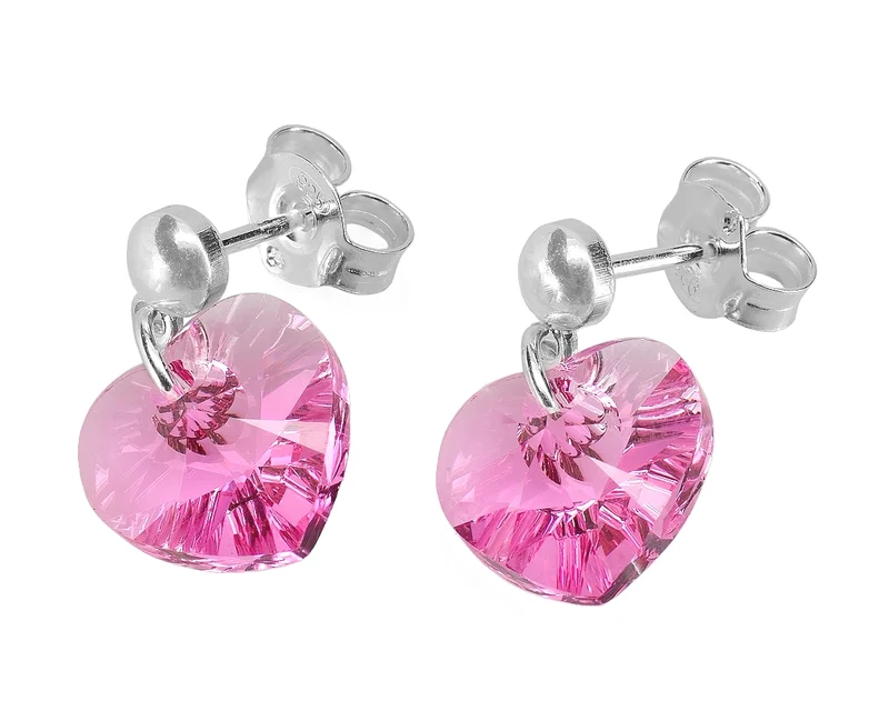 KINDER OHRRINGE, SILBERSCHMUCK, ROSA HERZEN, MÄDCHEN OHRSTECKER