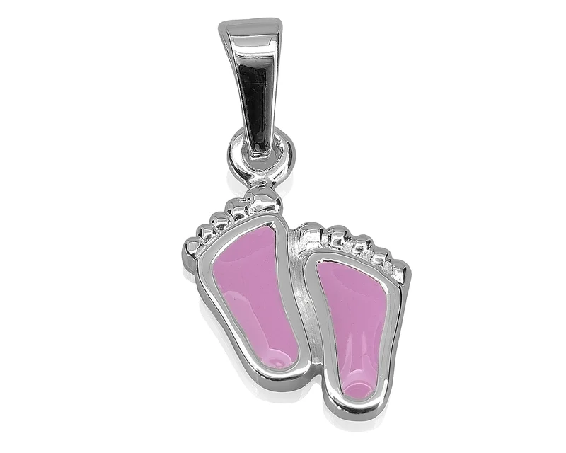BABYFÜßE ANHÄNGER, TAUFANHÄNGER MÄDCHEN, KINDER SCHMUCK ROSA, GESCHENK ZUR GEBURT