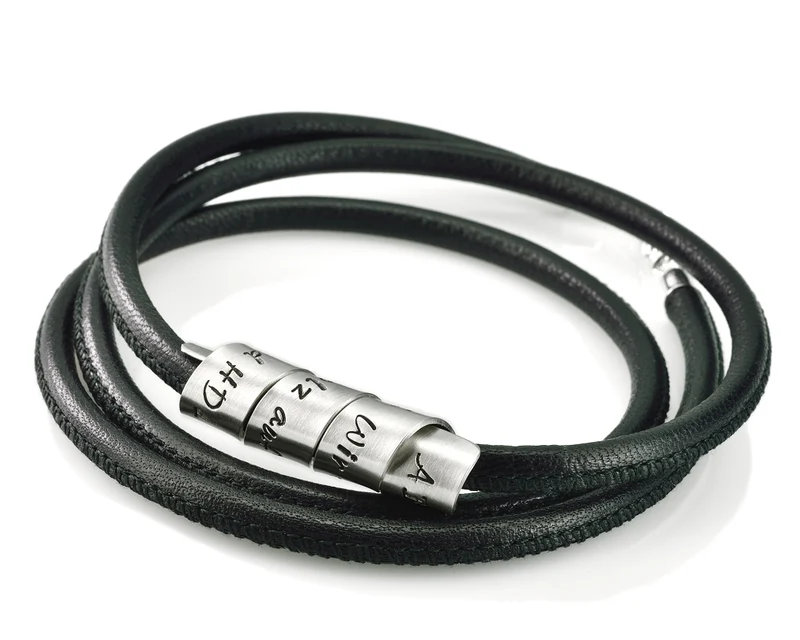 LEDERARMBAND MIT 925 SILBER ANHÄNGER, ARMBAND MIT GRAVUR, MÄNNERSCHMUCK