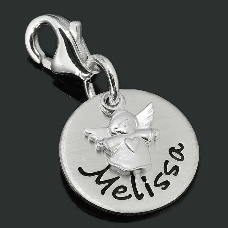 ANHÄNGER 925 SILBER GRAVUR, SCHMUCK ZUR TAUFE, ENGEL CHARM