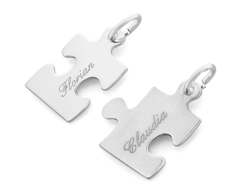 ANHÄNGER PUZZLE, PARTNER SCHMUCK KETTENANHÄNGER 925 SILBER GRAVUR GESCHENK