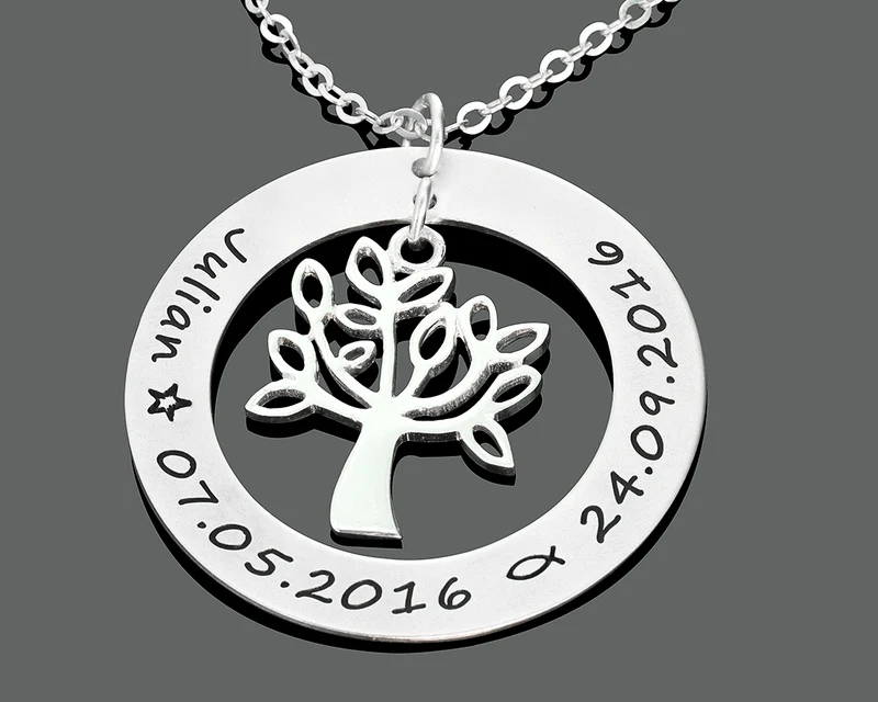 KETTE MIT GRAVUR, SILBERSCHMUCK MIT NAMEN, FAMILIENSCHMUCK