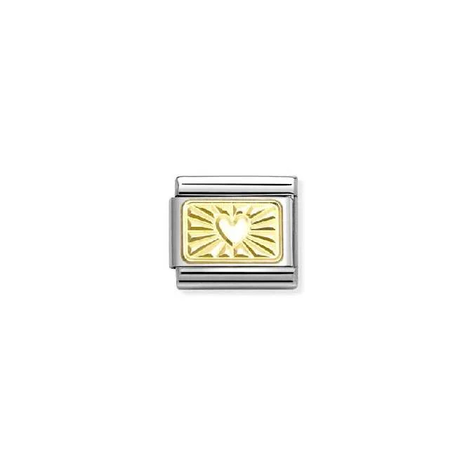 Classic Gold Diamond-Etched Plate Heart Love & Hearts Charms