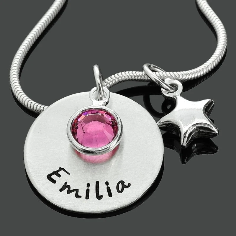 KINDER KETTE SILBER MIT GRAVUR, GEBURTSKETTE, GESCHENK GEBURT