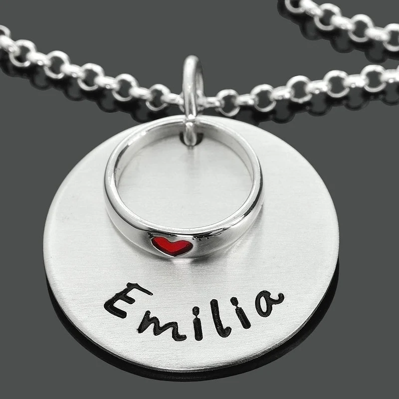 SILBERKETTE MIT TAUFRING, NAMENSKETTE ZUR TAUFE, TAUFGESCHENK