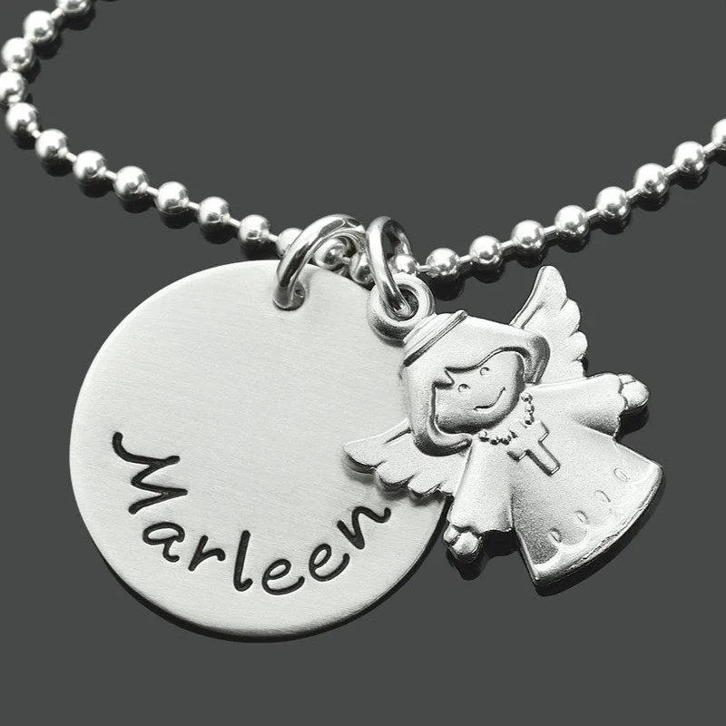 NAMENSKETTE MIT ENGEL, TAUFE SCHMUCK, ENGELSCHMUCK GRAVUR