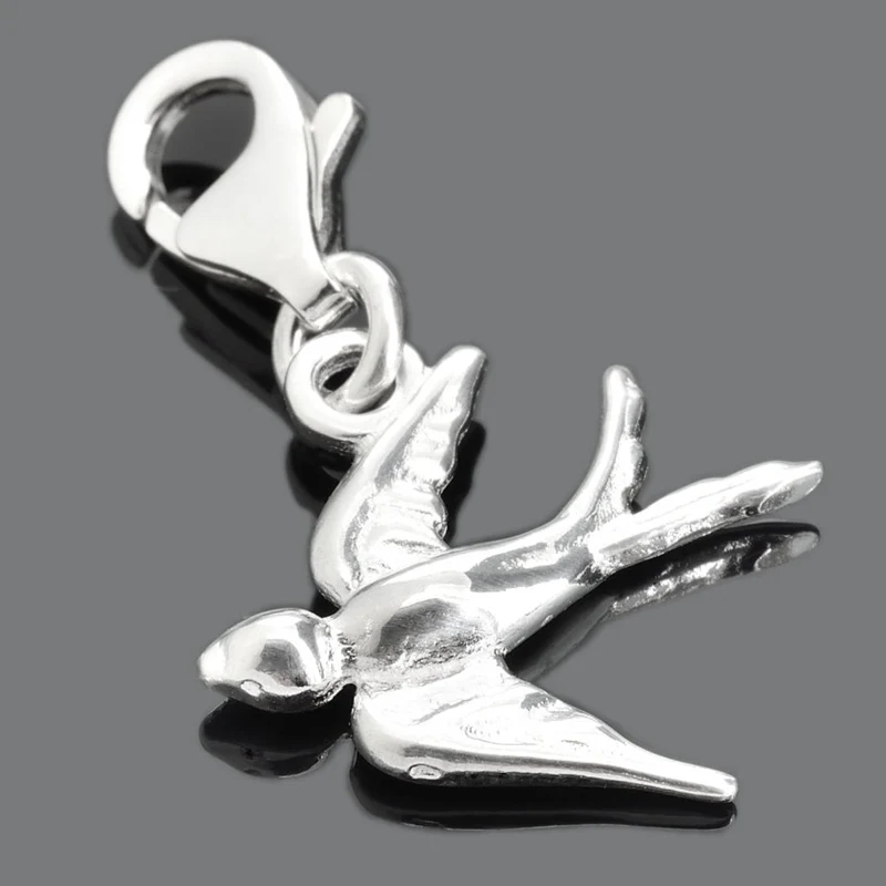 SILBERSCHMUCK ANHÄNGER, SCHWALBE, CHARM SILBER, VOGEL