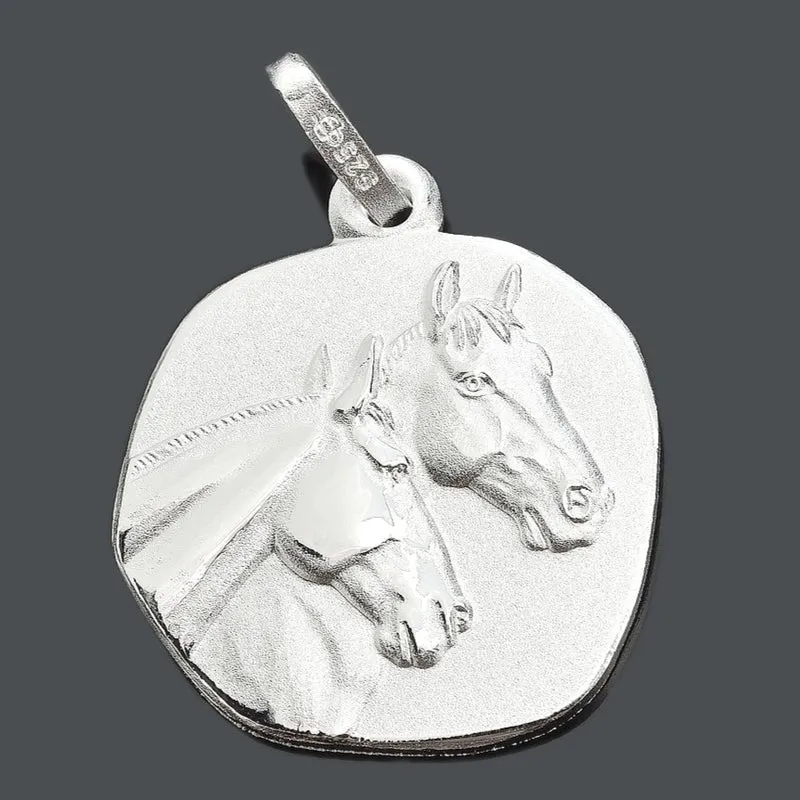 PFERDEKÖPFE SILBERANHÄNGER, 925 SILBER SCHMUCK, PFERDE KETTENANHÄNGER