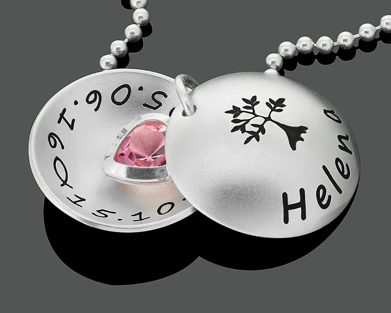 TAUFSCHMUCK MÄDCHEN HALSKETTE GRAVUR, KINDERSCHMUCK 925 SILBER, TAUFKETTE MEDAILLON