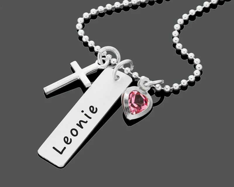 TAUFKETTERL MIT KREUZ, NAMENSKETTE TAUFE, TAUFSCHMUCK MIT NAMEN