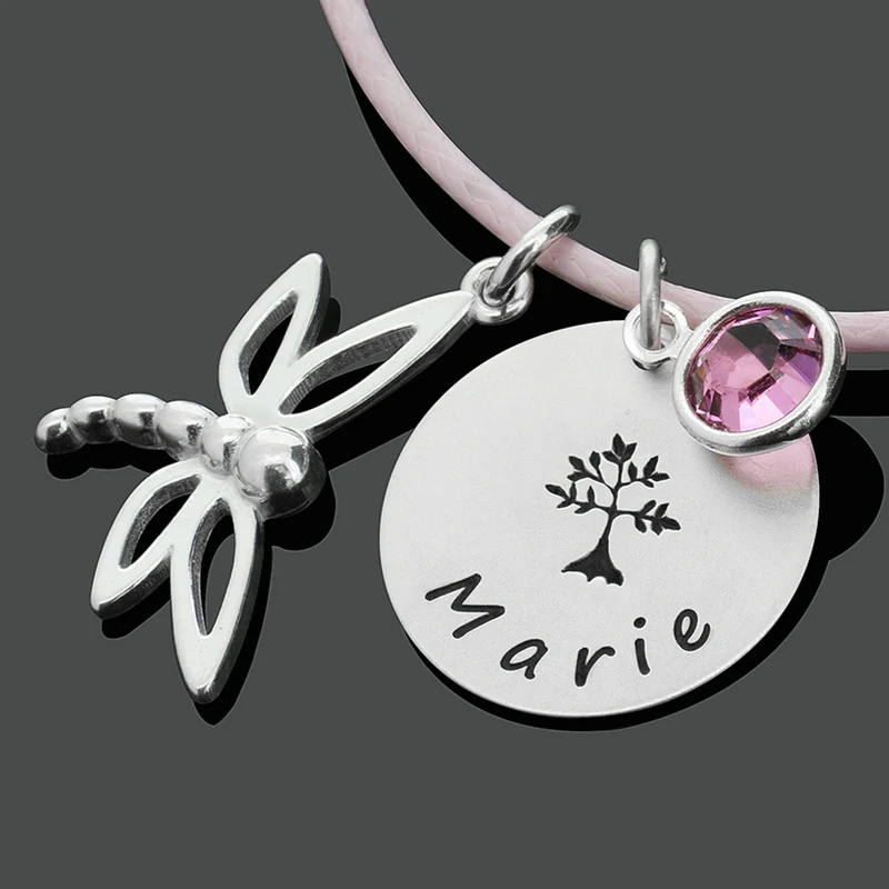 KINDERKETTE NAMEN GEBURTSSTEIN KINDERSCHMUCK ROSA MÄDCHEN HALSKETTE