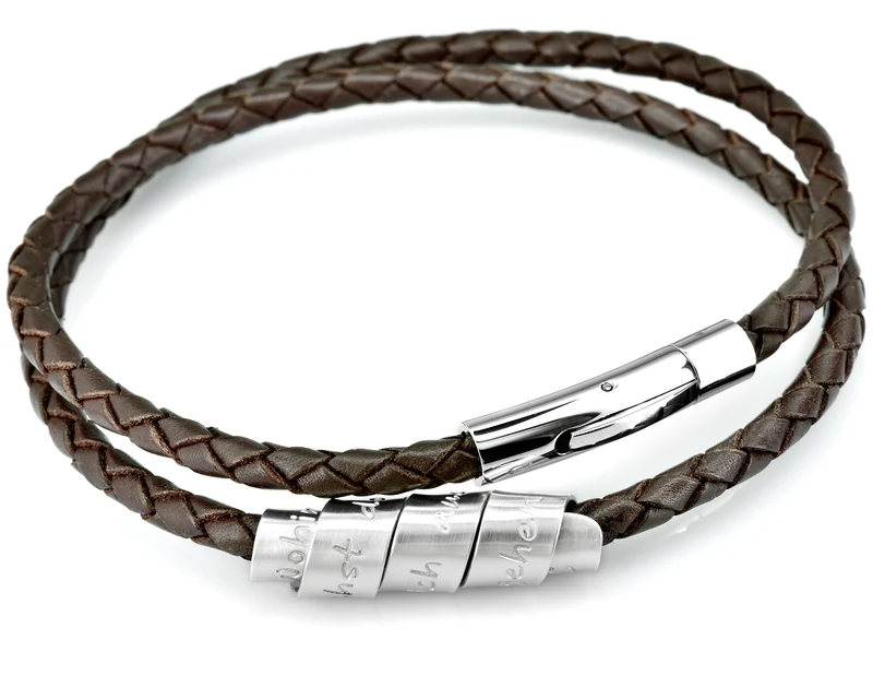 MÄNNERKETTE GRAVUR HERREN LEDERKETTE GRAVURSCHMUCK 925 SILBER LEDER MÄNNER