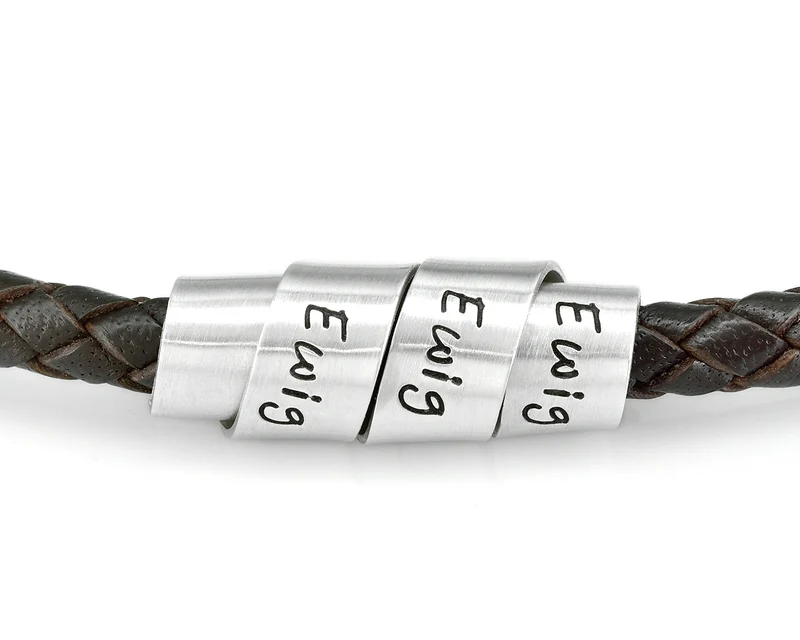 MÄNNERKETTE MIT GRAVUR, LEDERKETTE, SILBERSCHMUCK, SCHMUCK FÜR MÄNNER