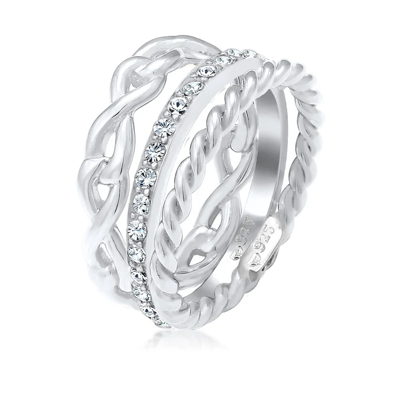 Ringset Infinity | Mit Kristallen von Swarovski® (Weiß)