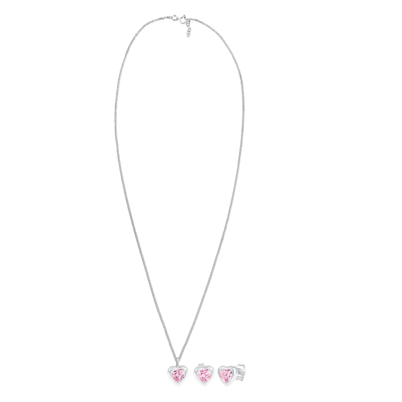 SchmuckSet Herz | Zirkonia (Rosa)