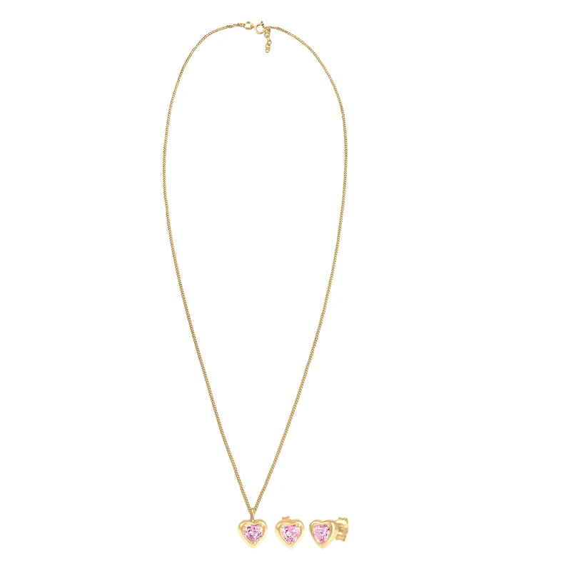 SchmuckSet Herz | Zirkonia (Rosa)