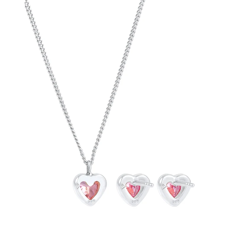 SchmuckSet Herz | Zirkonia (Rosa)