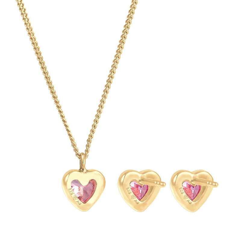SchmuckSet Herz | Zirkonia (Rosa)