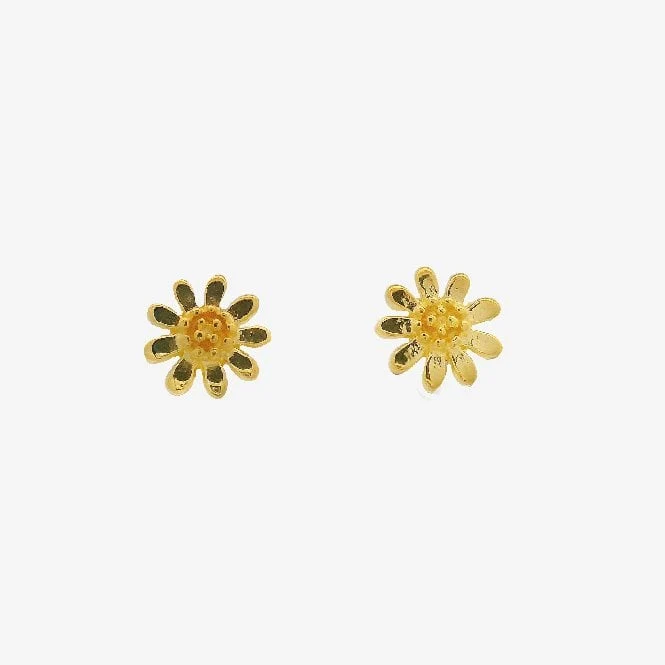 Gold Small Daisy Stud Earrings