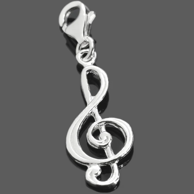 NOTENSCHLÜSSEL ANHÄNGER, 925 SILBER CHARM, NOTEN ANHÄNGER