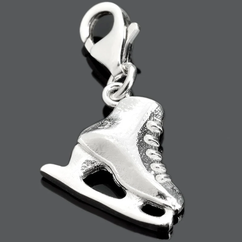 925 SILBER CHARM, SCHLITTSCHUH ANHÄNGER, GESCHENK SPORTLER