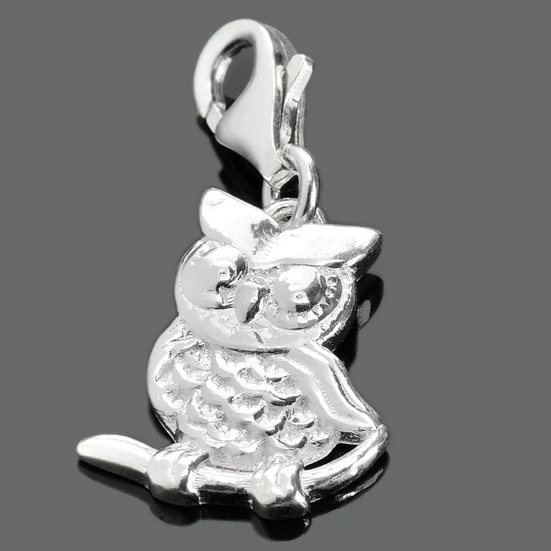 EULENSCHMUCK, CHARM ANHÄNGER EULE, SILBERSCHMUCK, BETTELARMBAND CHARM