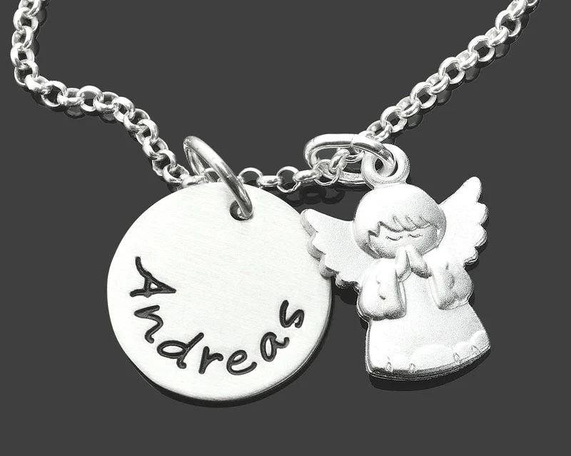 KINDERKETTE 925 SILBER MIT ENGEL, TAUFKETTE, ENGELSCHMUCK