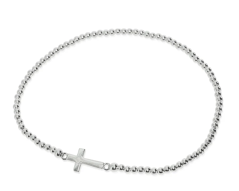 925 SILBER ARMBAND MIT KREUZ, KUGELARMBAND, SILBERARMBAND KOMMUNION
