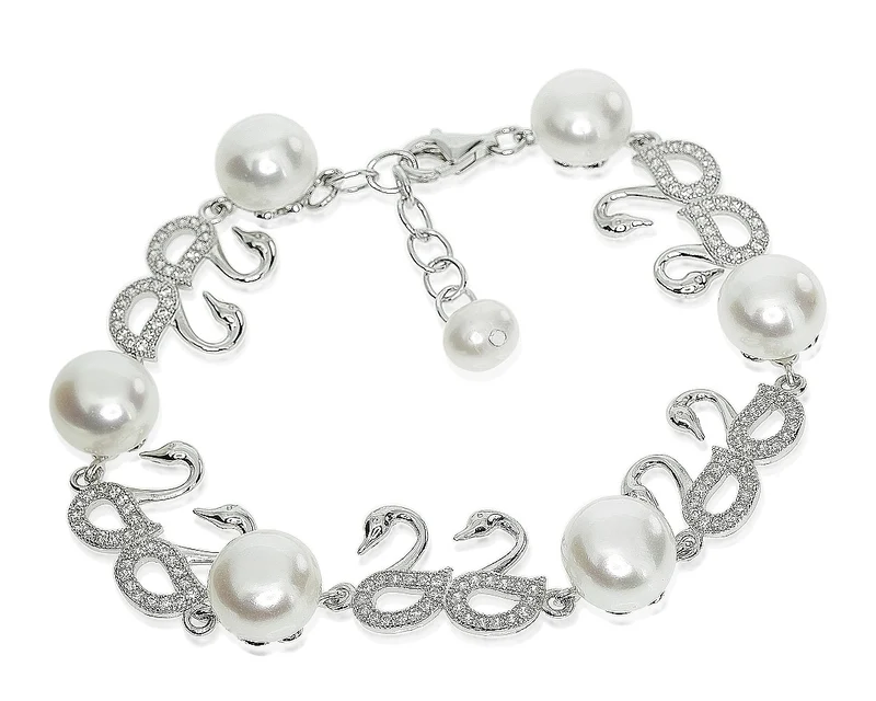 ARMBAND ZUR HOCHZEIT, BRAUTSCHMUCK, SCHWAN SILBERARMBAND
