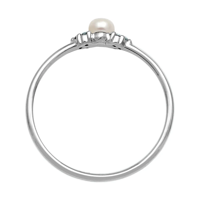Ring | Süßwasserperle, Diamant ( Weiß, 0,03 ct )