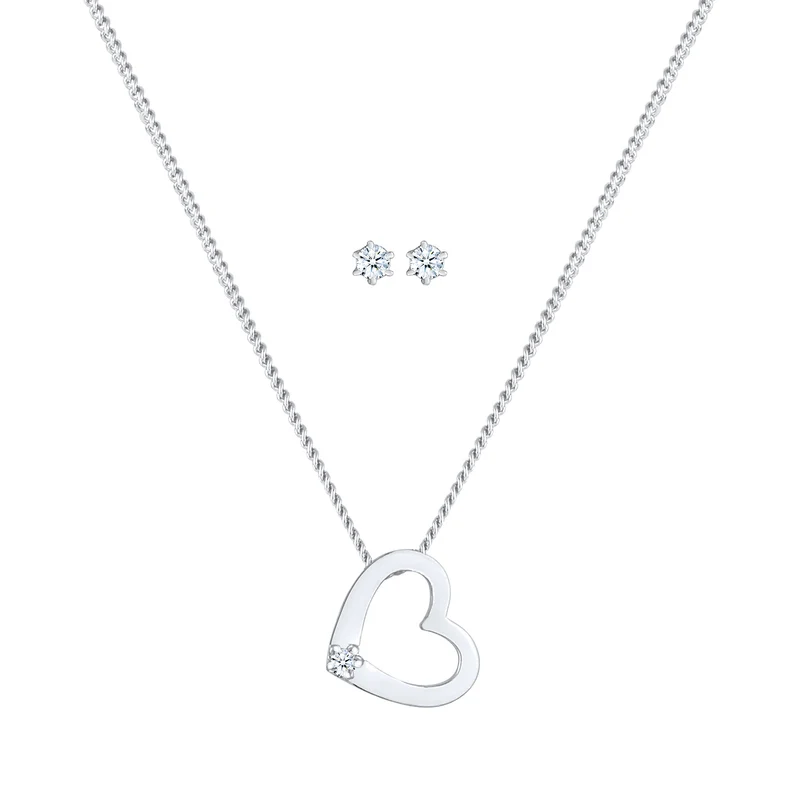 Schmuckset Herz | Diamant ( Weiß, 0,075 ct )