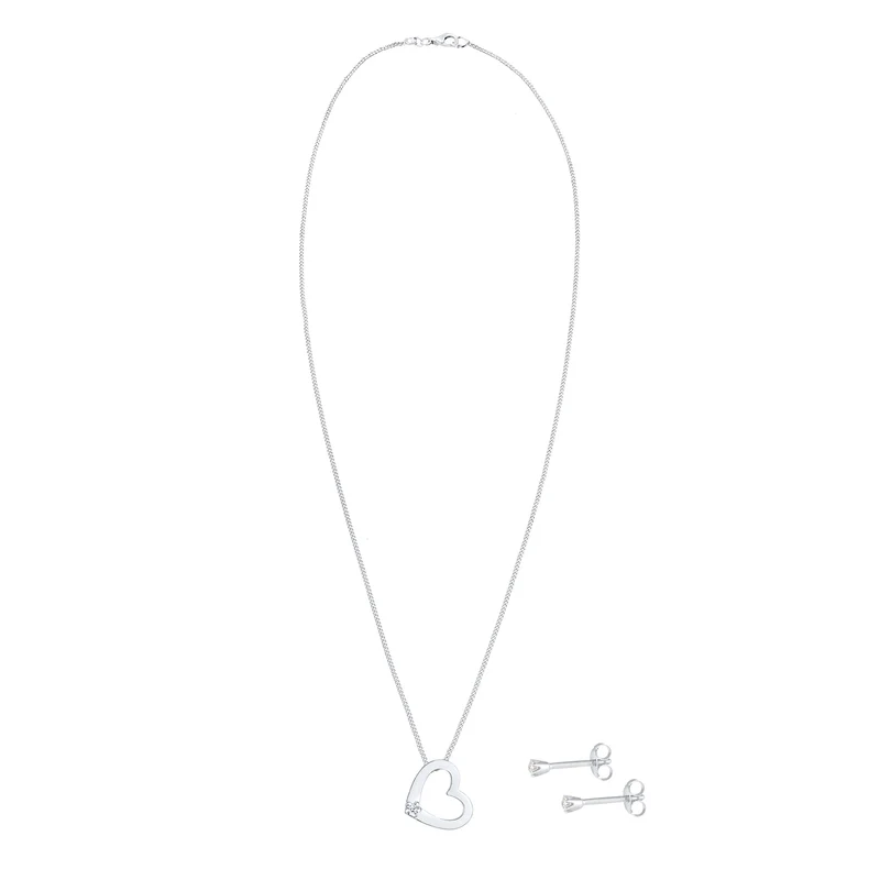 Schmuckset Herz | Diamant ( Weiß, 0,075 ct )
