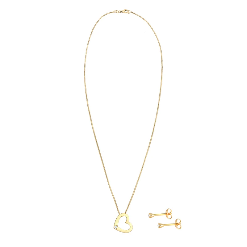 Schmuckset Herz | Diamant ( Weiß, 0,075 ct )