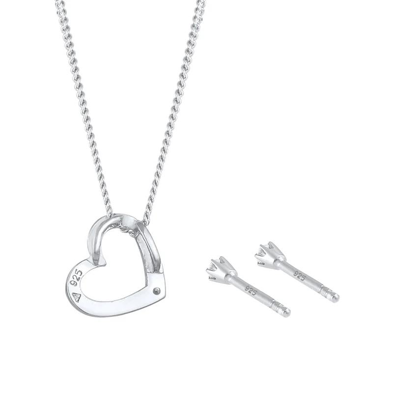 Schmuckset Herz | Diamant ( Weiß, 0,075 ct )