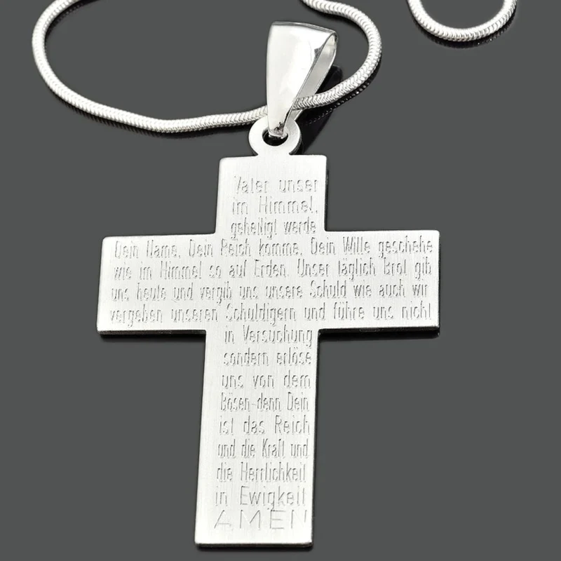 SILBERKETTE MIT KREUZ, VATER UNSER KETTE, ANHÄNGER SILBER KREUZ, GEBETSSCHMUCK