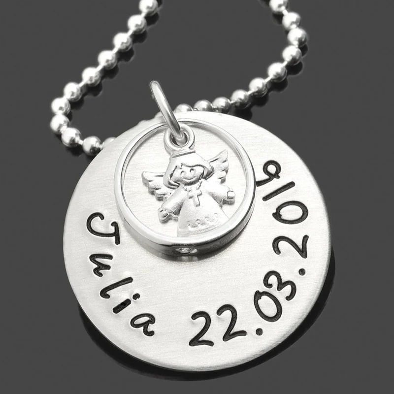TAUFKETTE MIT ENGEL UND TAUFRING, TAUFSCHMUCK ONLINE, KETTE MIT GRAVUR