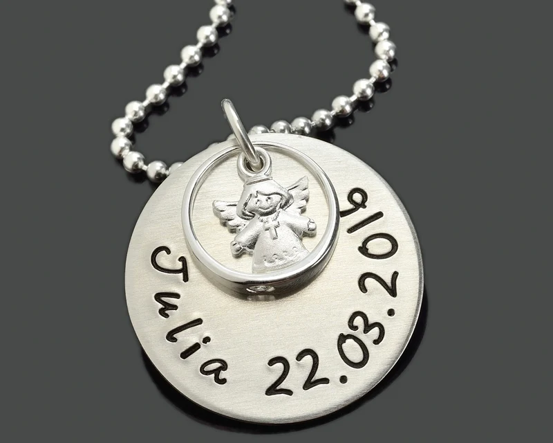TAUFKETTE MIT ENGEL UND TAUFRING, TAUFSCHMUCK ONLINE, KETTE MIT GRAVUR