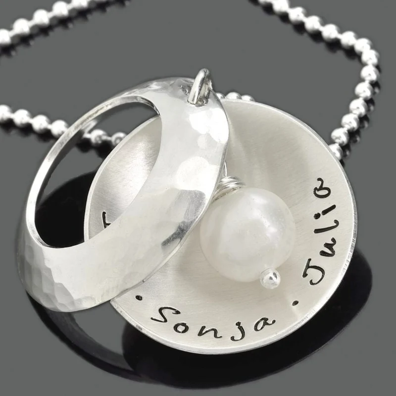NAMENSKETTE 925 SILBER, SILBERKETTE MIT PERLE, NAMENSSCHMUCK