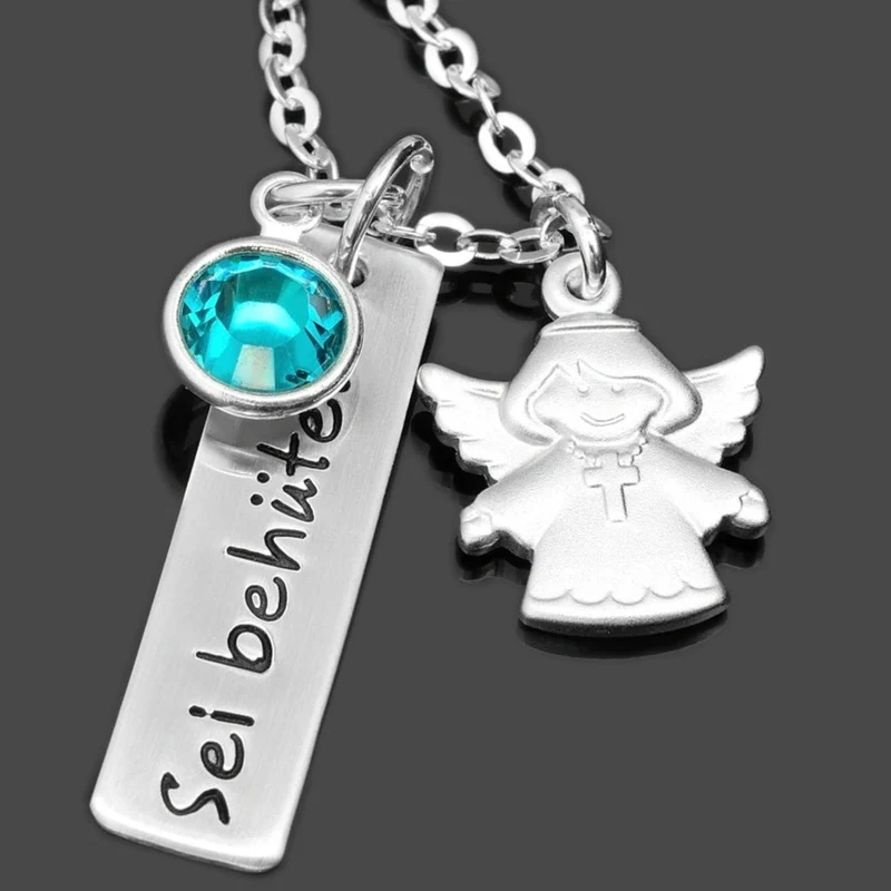SILBERKETTE JUNGE TAUFE SCHMUCK ENGEL TAUFKETTE GRAVUR TAUFGESCHENK 925 SILBER
