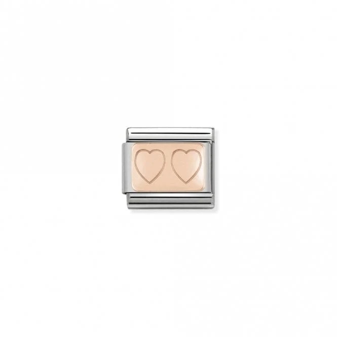 Classic Rose Gold Double Heart Love & Hearts Charms