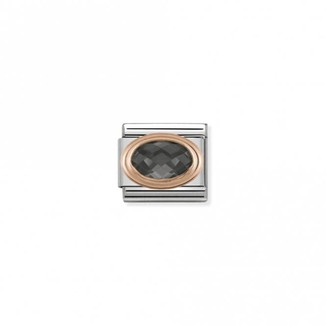 Classic Rose Gold CZ Facetted Black Stone Sparkly Charms