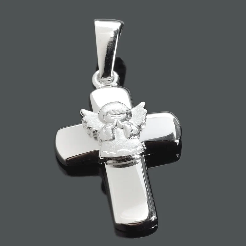 KREUZ ANHÄNGER, 925 SILBER KREUZ, SCHUTZENGEL